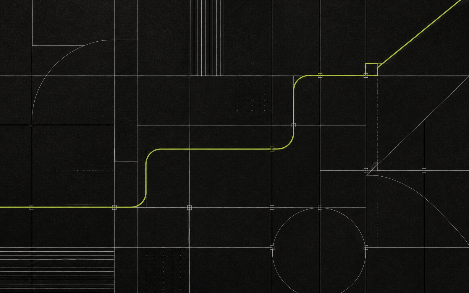 Abstract grid with a single bright signal line